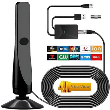 Imagem de Antena interna de TV digital atualizada 2025 para Smart TV - Amplificador de alcance de mais de 1600 km, amplificador de sinal de antena HD para canais locais de TV - suporta 4K 8K 1080p todas as TVs