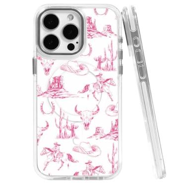 Imagem de TnXee Capa para iPhone 14 Pro, compatível com MagSafe, capa magnética clássica de proteção à prova de choque transparente - chapéu rosa cavalo cowboy ocidental