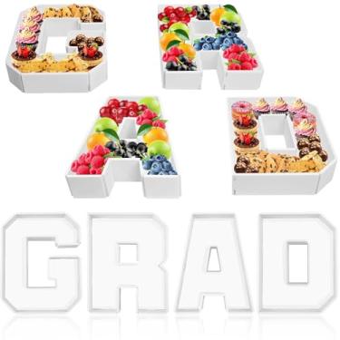 Imagem de GRAD Letter Caixa de emenda de encaixe, branca, com tema de graduação, placa de espuma preenchível, bandejas de doces para lanches para mestres de faculdade, decoração de festa de pós-graduação