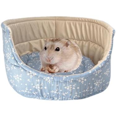 Imagem de Mini cama de hamster, roupa de cama quente para animais de estimação pequenos, sofá de algodão leve para hamster anão, cor aleatória (diâmetro 23 cm)