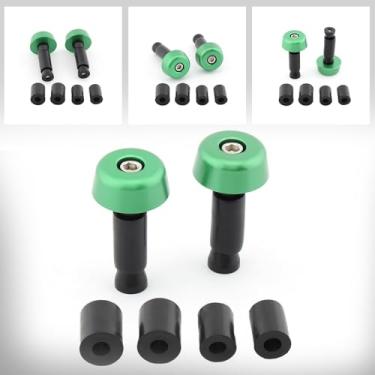 Imagem de FINMOKAL 14-22 mm 7/20.3 cm Universal Motocicleta Grips Bar End Plug Handlebar Grips End Caps Motocicleta Dirt Bike Handle Bar End Cap Plugs Slider (Verde)