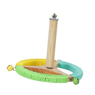 Imagem de Baoblaze Poleiro de pássaro volante de brinquedo poleiro, acessório de gaiola de pássaros, roda de exercício de madeira girando pássaros para vominados, Três Cores