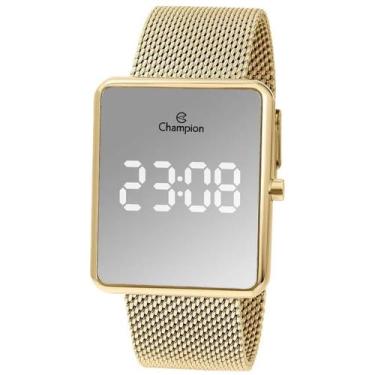 Imagem de Relógio Digital LED Espelhado Feminino  Dourado Champion