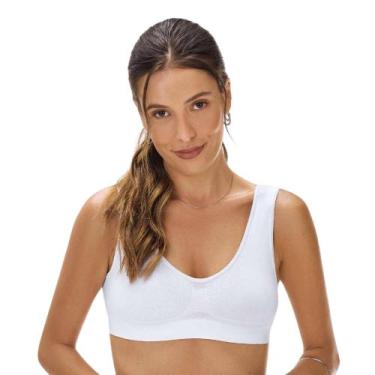 Imagem de Sutiã Top Zee Rucci Sem Bojo e Sem Costura com Alças Largas, Branco, G