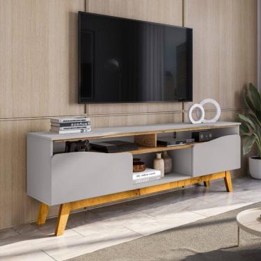 Imagem de Rack para TV Até 75 Polegadas 2 Portas com Pés de Madeira Maciça Ilhabela Bechara