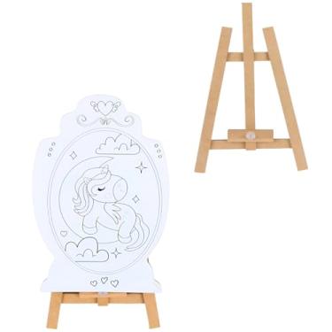 Imagem de Kit de Pintura Infantil com Cavalete 36cm, Avental, 6 Tintas e 4 Telas Temáticas, Unicórnio