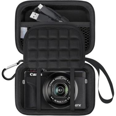 Imagem de Lacdo Bolsa de transporte da câmara para Canon PowerShot G7 X Mark II/G7X Mark III Câmara digital 4K para vlogging, Câmara de vídeo 4K, Bolsa de Malha para Baterias,Cartão de Memória, Preto+Preto