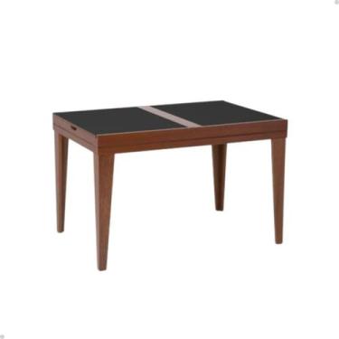 Imagem de Mesa De Jantar Extensível 1.20 a 1.80 Com Vidro Pés Madeira Gênova - D