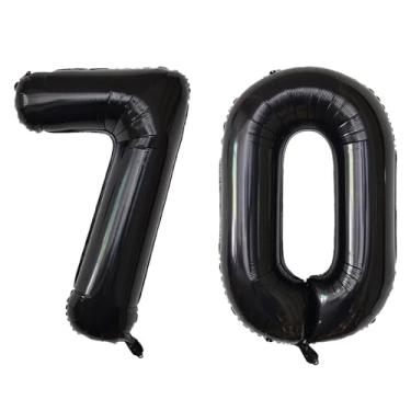 Imagem de SINBEE Balões Pretos De 40" Com 70 Números, Gigantes Hélio Metalizado Mylar Para Aniversário, Suprimentos Decoração Digital Festa 70º Aniversário