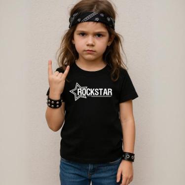 Imagem de Camiseta Infantil Unissex Estampada Rockstar Estrela 058 Blusa 100% Al