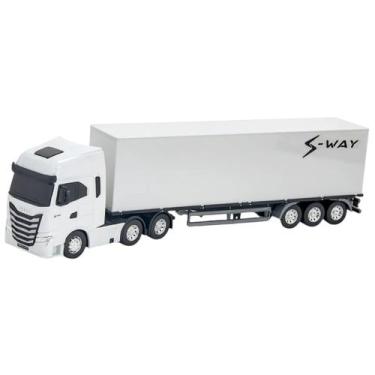 Imagem de Caminhão Grande 53cm Baú Iveco S-Way Com Rodas Livres - Brinquedo Infa