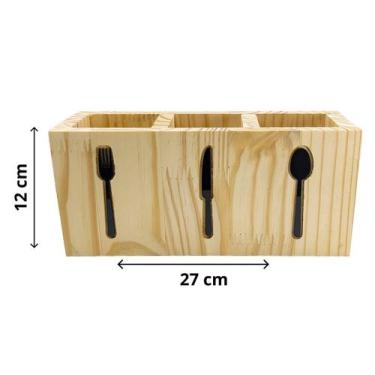 Imagem de Porta Talheres Organizador de Madeira e Acrílico Com Divisória de Mesa