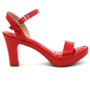 Imagem de Sandália Via Uno Original 411004 Salto Grosso Meia Pata Feminino (VERMELHO, BR, Adulto, Numérico, 37)