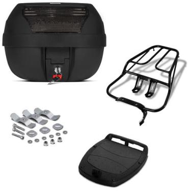 Imagem de Baú 28 Litros Pro Tork + Bagageiro Várias Motos , FUME, TITAN 150 2004