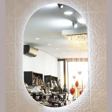 Imagem de Espelho Oval Com Led Lapidado Quarto Sala Banheiro Grande 80 X 50 Cm(40x50 Com Led (Frio))
