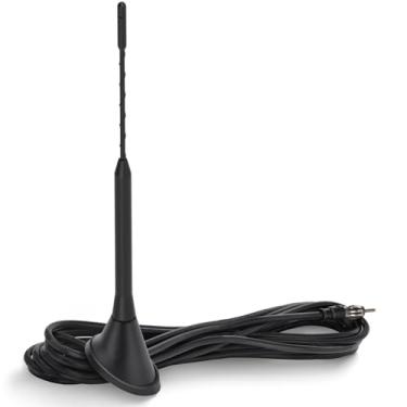 Imagem de SZSAUTO Rádio estéreo AM FM universal para carro, antena de mastro de 23 cm com base de montagem - Antena de substituição FM de veículo universal compatível com receptor estéreo automotivo marítimo,