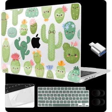 Imagem de MEEgoodo Capa rígida para laptop M4 MacBook Pro de 14 polegadas 2024, 2023, 2021, compatível com o modelo A3112/A3401/A3185/A2918/A2992/A2779/A2442 para M3 M2 M1 Pro/Max, cacto sorridente