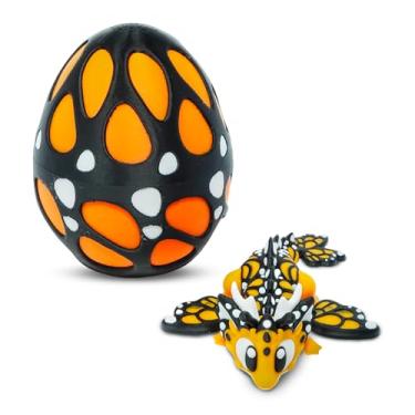 Imagem de Articulated Dragon with Fantasy Egg – 3D Printed Mythical Creature Gift, Posable Jointed Companion, Collectible Detailed Shelf or Desk Decoration - for Adults (Monarch Butterfly Dragon + Egg)