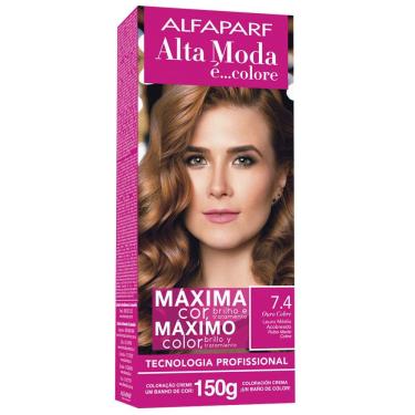 Imagem de Tintura Creme Altamoda Alfaparf Ouro Cobre 7.4 Kit