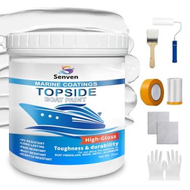 Imagem de Tinta para barcos, 1000 ml, tinta marinha brilhante para barcos, fibra de vidro de alumínio, metal à base de água, tinta branca