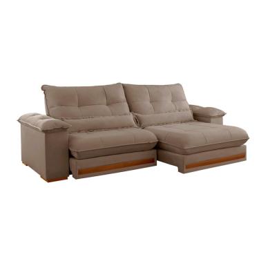 Imagem de Sofá 3 Lugares Retrátil e Reclinável Qatar Veludo Marrom 200 cm