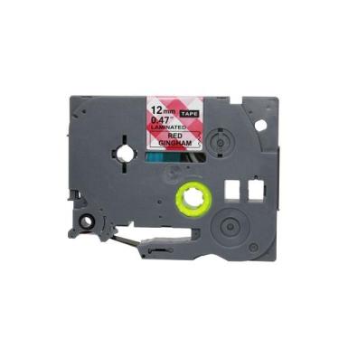 Imagem de Fita rotuladora brother 12mm tzc-mprg31 preto no vermelho xadrez compa