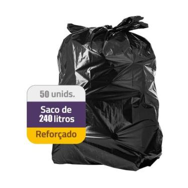 Imagem de Saco de Lixo Plástico 240 litros Preto c/ 50 unidades - Lcg eletro
