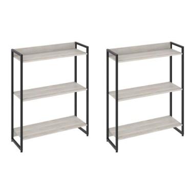 Imagem de Kit 2 Estantes Multiuso Escritório Industrial 3 Prateleiras Areta 104x