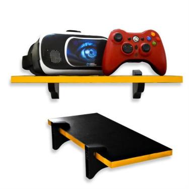 Imagem de Prateleira 55cm MDF Preto Decorativa Gamer Multiuso Livros Jogos - Qua