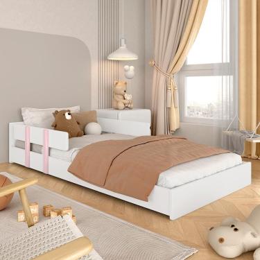 Imagem de Cama Montessoriana Infantil Com Aplique Wendy Branco/rosa - M.a
