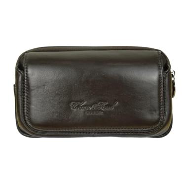 Imagem de Bolsa de cintura de couro para homens, couro bovino genuíno, design com vários bolsos, 17 x 9,9 x 5,3 cm, Café moderno, 6.7 Inches X 2.1 Inches X 3.9 Inches, Pochete de couro