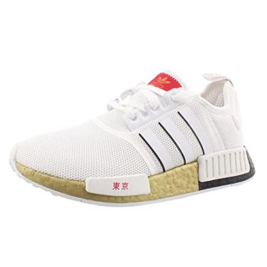 Imagem de adidas Originals Tênis masculino NMD_R1 Legacy, Branco/Ouro/Preto, 36