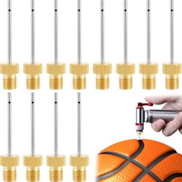 Imagem de Winsyison 12 agulhas de bomba de bola, acessórios para dispositivos de inflação de bomba de ar de aço inoxidável, pinos de agulhas de inflador de ar para basquete, futebol, vôlei - prata