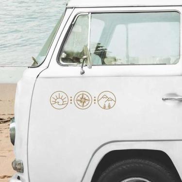 Imagem de Adesivos De Vinil Vanlife Mountain Compass Para RV, Caravana E Trailer