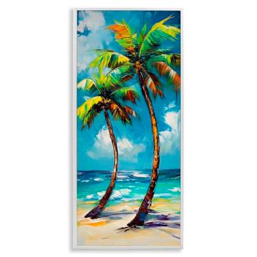 Imagem de Stupell Industries Bendy Palm Trees on Shore White Framed Giclee Art, design by LSR Design Studio, 30 x 13