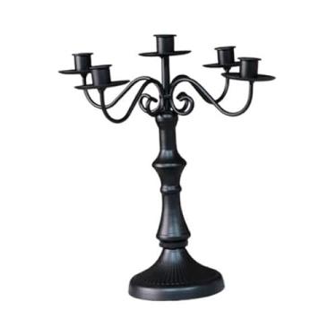 Imagem de IEUDNS Candelabro de vários braços, suporte de vela, ornamento, suporte de ferro, candelabro para jantar de Natal, Dia dos Namorados, Ano Novo