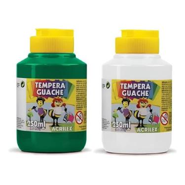 Imagem de Kit 2 TEMPERA GUACHE Acrilex - 250ml - VERDE e BRANCO - 020250511/ 020
