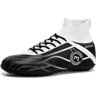 Imagem de Tênis de futebol masculinos de futebol com pontas longas, couro e borr