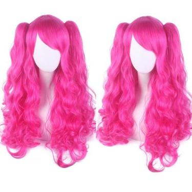 Imagem de Lolita Long Curly Clip On Ponytails Cosplay Wig, Double Pon - HUOGUO