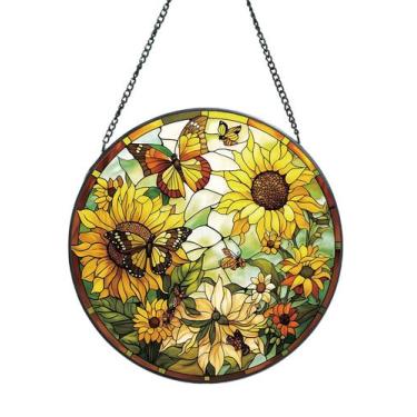 Imagem de Janela de vitral Suncatcher suspensa Rosporxin Girassol