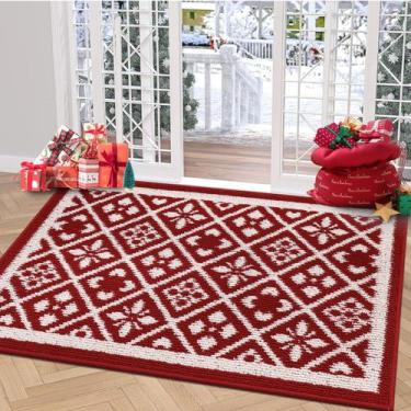 Imagem de Tapete Ileading Xmas Door Mat 61x91 cm vermelho antiderrapante