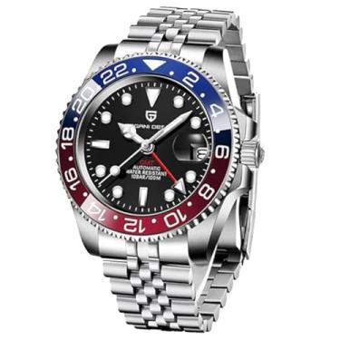 Imagem de Pagani Design Relógios masculinos GMT automático Japão NH34 Movimento Safira Vidro Aço Inoxidável 40 mm Super Luminoso Relógio de Pulso Impermeável(Cinco pérolas, azul, vermelho - 5)