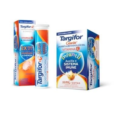 Imagem de Kit Targifor C Vitamina C e Arginina 16 comprimidos efervescentes + Cewin Vitamina C em gotas 200 mg/mL, Item: 1