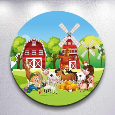 Imagem de Painel Tema Fazenda Animais Capa Grande e Mini Redondoda Estampa Subli