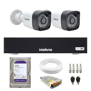 Imagem de Kit 2 Câmeras Tudo Forte TF 2020 B Full HD Bullet Visão Noturna 20M IP66 + DVR Gravador Intelbras MHDX 3104-C 4 Canais + HD 2TB