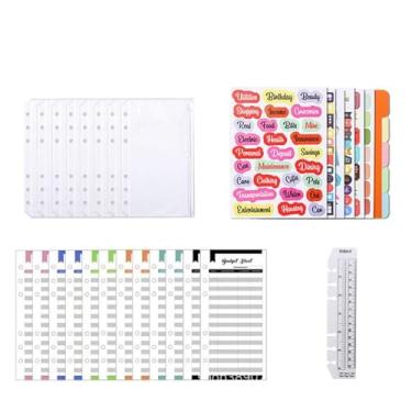 Imagem de Generic Pasta de Orçamento, Organizador de Orçamento A6 Protetor à Prova de Poeira, Portátil Financeiro Prático Com Fivela para Viagens (YMX-011-Costura modelo vertical-preto+branco)