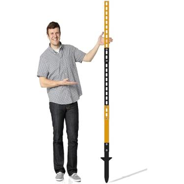 Imagem de 1 peça de placa de trânsito de 180 cm estacas de poste de entrada de garagem de metal resistente para gramado ao ar livre, cerca, estacionamento, parada de rua, preto e amarelo