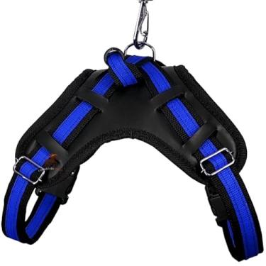 Imagem de Coleira com Regulagem e Guia Peitoral Cachorro Grande Guia Doberman Pitbull Anti Puxão coleira cachorro peitoral para cachorros (PRETO COM AZUL,P)