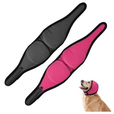 Imagem de Pacote com 2 capas de orelha de cachorro para banho, cuidados e natação, tamanho G à prova d'água sem agitação para orelhas, protetores de ouvido com capuz calmantes para alívio de ruído e ansiedade