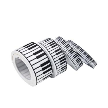 Imagem de shamjina 4 fitas decorativas para piano, com 5 jardas cada, nas cores preto e branco, para confecção de laços e artesanato, ideais para casamentos costura.